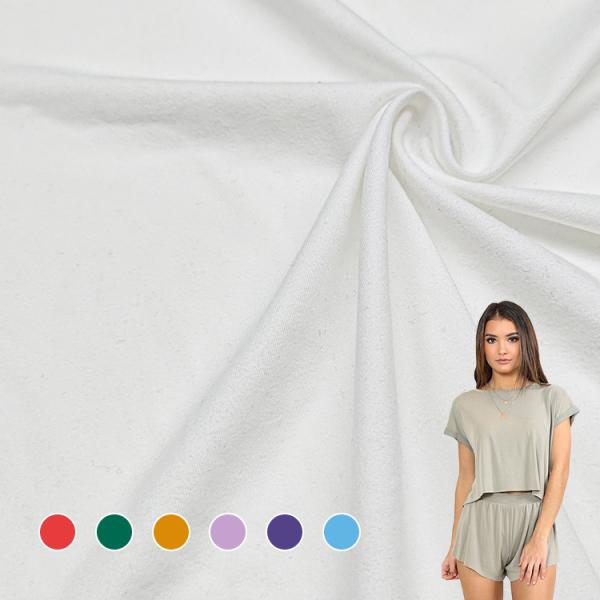 Plain Dyed Knitted Two Side Fabric 88% Polyester 12% Spandex Material Peach DTY Jersey Fabric  for T-shirt