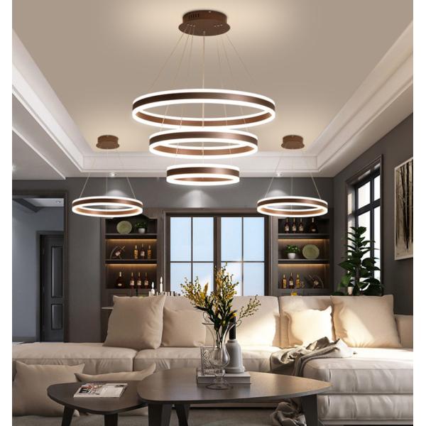 Brown Lampshade 100cm Minimalist Modern Ring Light For Restaurant