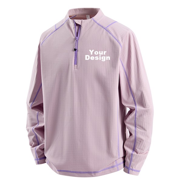 Half Zip Stand Collar Quick Dry Cycling Long Sleeve Knit Top, Custom OEM ODM Sport Tee