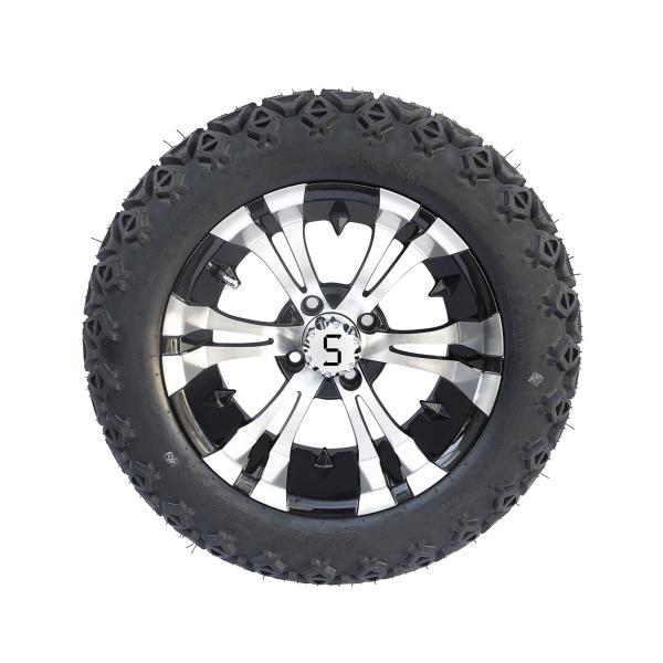 Machined Gloss Black 14 Inch Golf Cart Wheels And Tires 22x10-14 All Terrain DOT