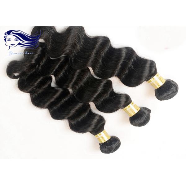 No Shedding Virgin Brazilian Hair Extensions Black Body Wavy Hair Weave