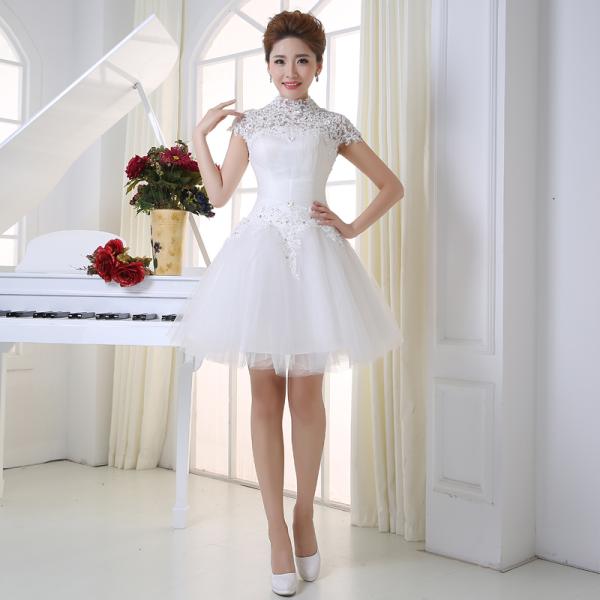 New Spring And Summer Dress Short Paragraph Shoulder Thin Lace Bridal Dresses