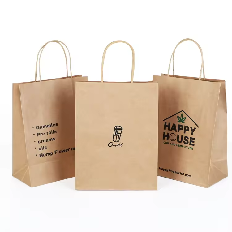 Brown White Black Craft Shopping Paper Bag Matte Lamination High Capacity For Secure Storage