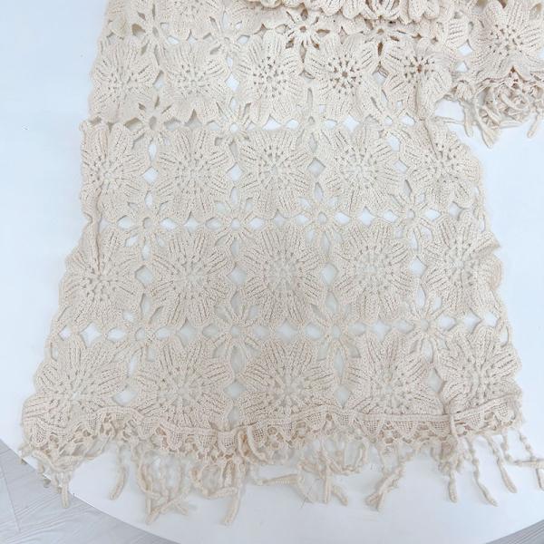 Y-F Spring and Autumn Neckwarm Scarf Soft Warm Lace Crochet Flower Long Knitted Thin Shawl Scarves