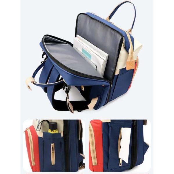 Travel Diaper Backpack Newest Fashionable Style with Waterproof Baby Folding Crib Bed