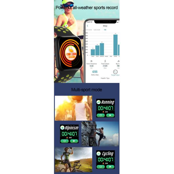 Дети F8 1.54Inch делают наручные часы водостойким касания шагомера спорта Smartwatch полные для Iphone