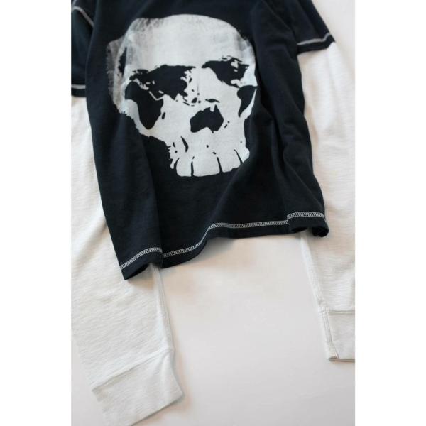 Hip Hop Style Custom camisa de manga longa de camada dupla camisas de sombra dupla com gráfico de caveira impressa