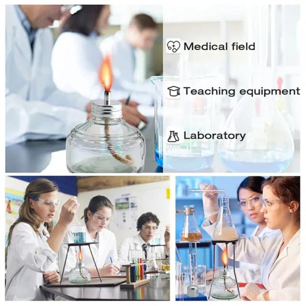 Dental Lab Glass Alcohol Burner 120ml Spirit Lamp Metal Cap Alcohol Burner Lamp With Woven Wick