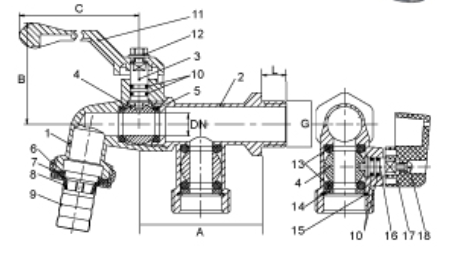 Corps en laiton et poignée en plastique soupape à bille de bibcock soupape à bille hexagonale