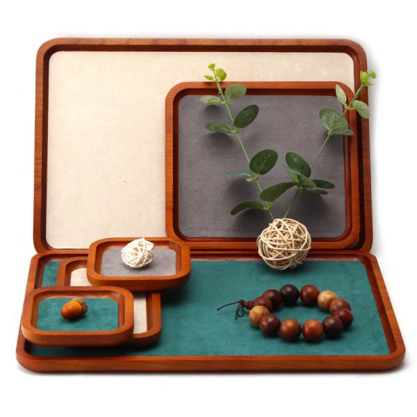 Multi Color Lining Solid Wood Jewelry Display Tray For Ring Bracelet Pendant Exhibition