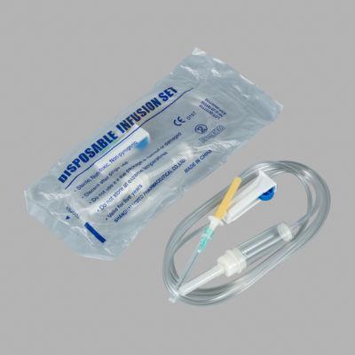 Transparent IV Infusion Set with Adjustable Flow Regulator and 60 Drops/ml for Medical Use
