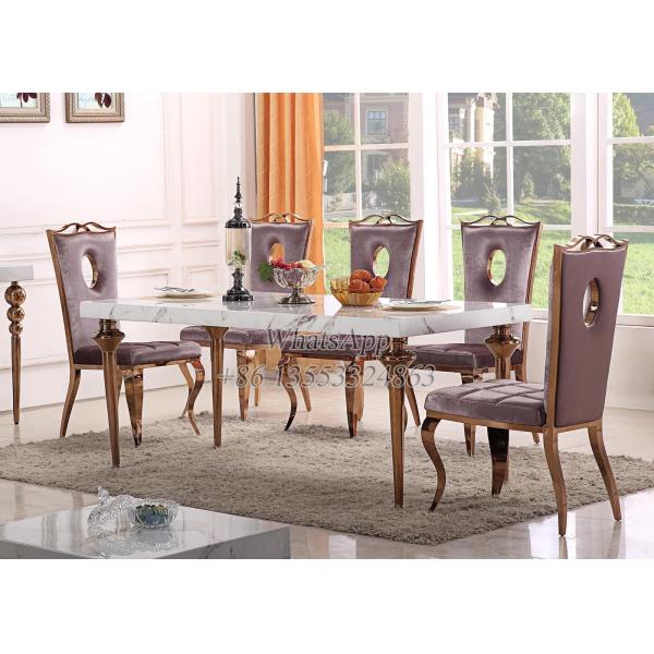 Marble Top Dining Table Stainless Steel Dining Table and Chairs For Sale With Best Price (YS-1)