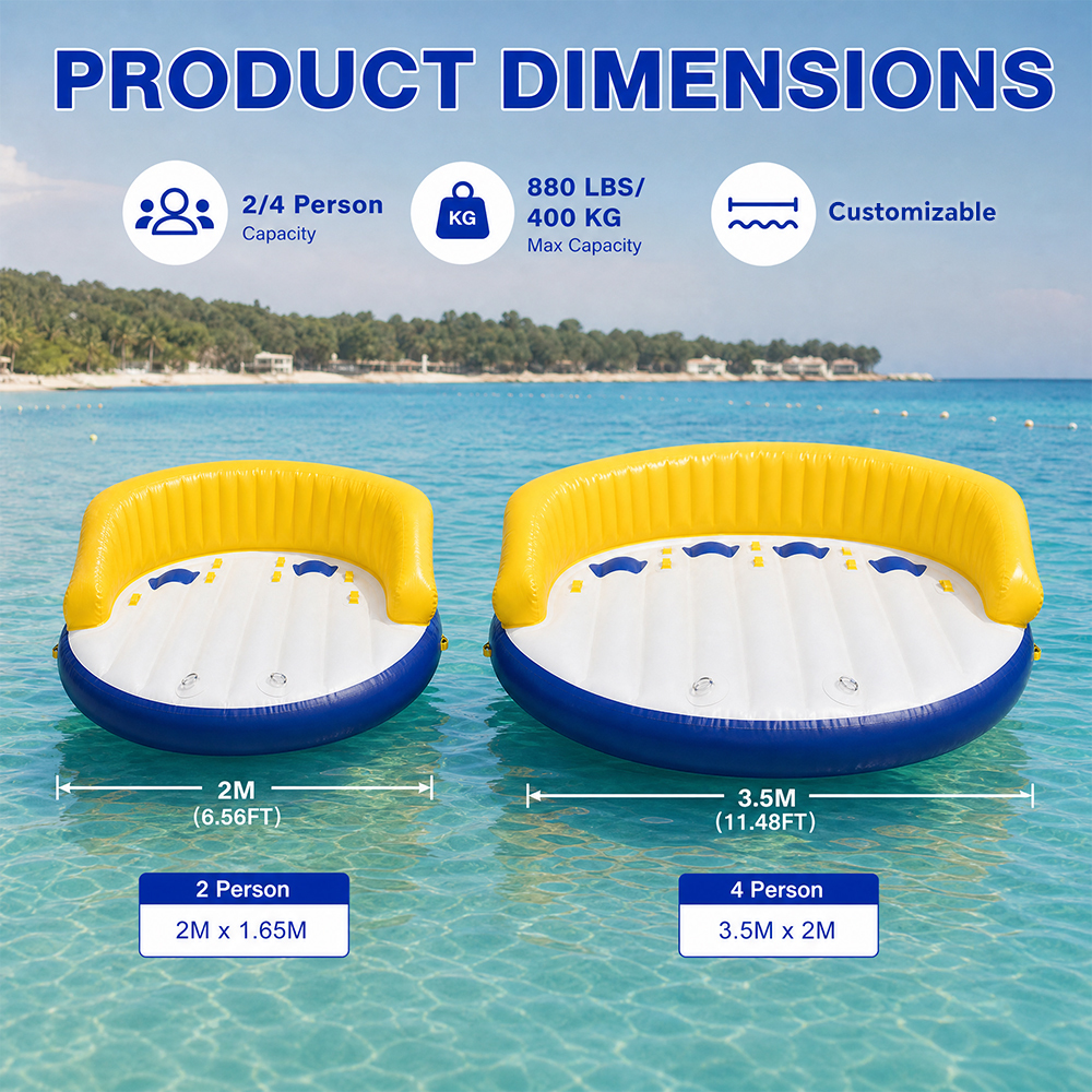 Commercial Inflatable Towable Lounge for 2-4 Riders, Boat Towable Sofa with High Backrest for Resort, Lake and Water Sports Rental
