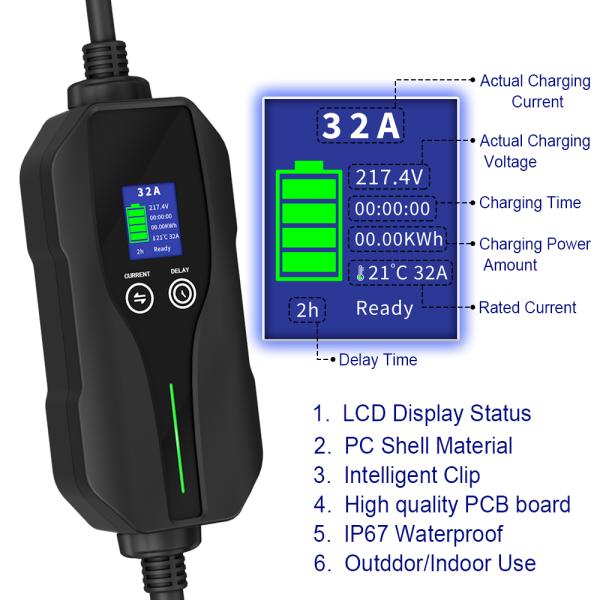Portable EVSE Home EV Charging Station 3.6kW Level 2 EV Charger 120V - 240V 16A