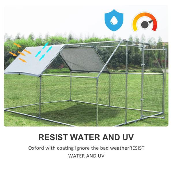 Galvanized Metal Chicken Coop Cage with Cover Walk In Chicken Cage Pen Run 10' W x 13.3' D x 6.67' H