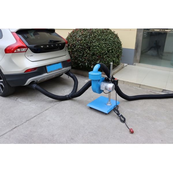 Portable Exhaust Extractor with Dual Nozzles Mobile Fume System for Dual Tailpipe Vehicles