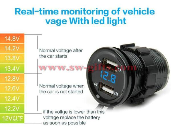 Universal Car Charger USB Vehicle DC12V-32V Waterproof Dual USB Charger 2 Port Power Socket 5V 2.1A/1A High Quality