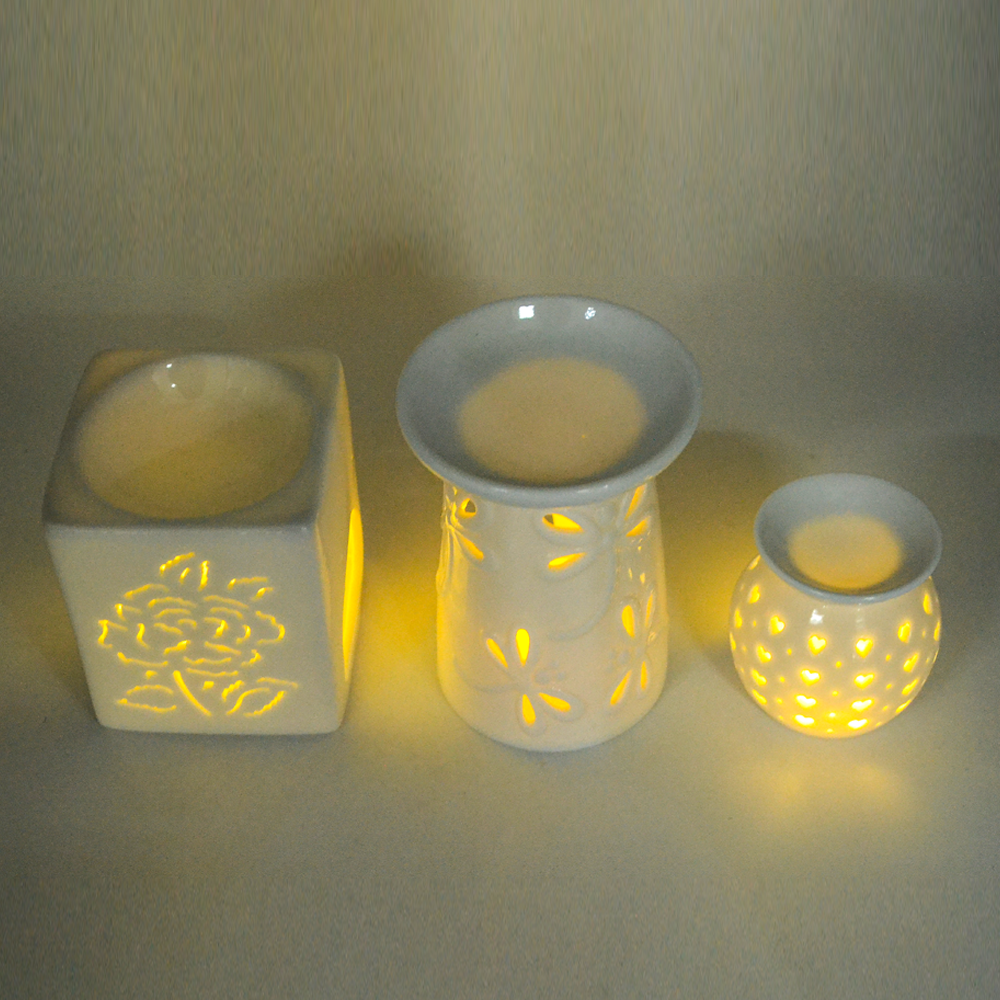 Candle-shaped Tabletop Ceramic Incense burner with Light-up Function for Weddings and Indoor Aromatherapy