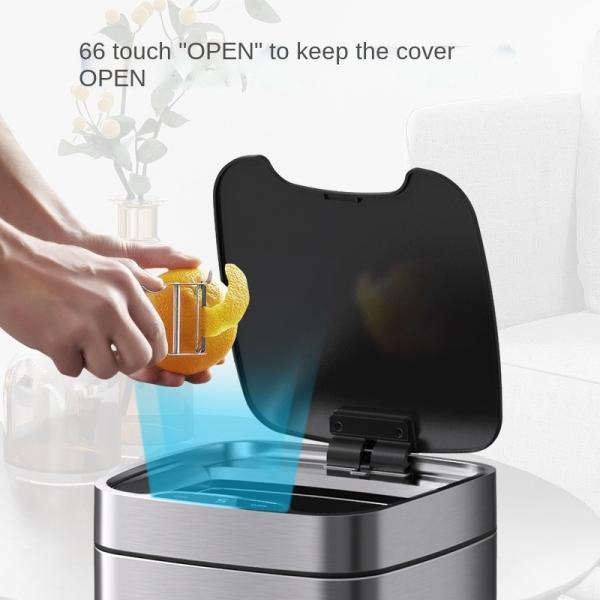 Living Room Light Luxury Smart Kitchen Household Bathroom sealed Stainless Steel Induction Smart  Trash Can with Lid