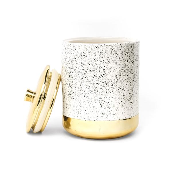 Современный герметичный чай Сахар Кофе Консервы для хранения пищи Сборник с золотой крышкой Красочные керамические контейнеры