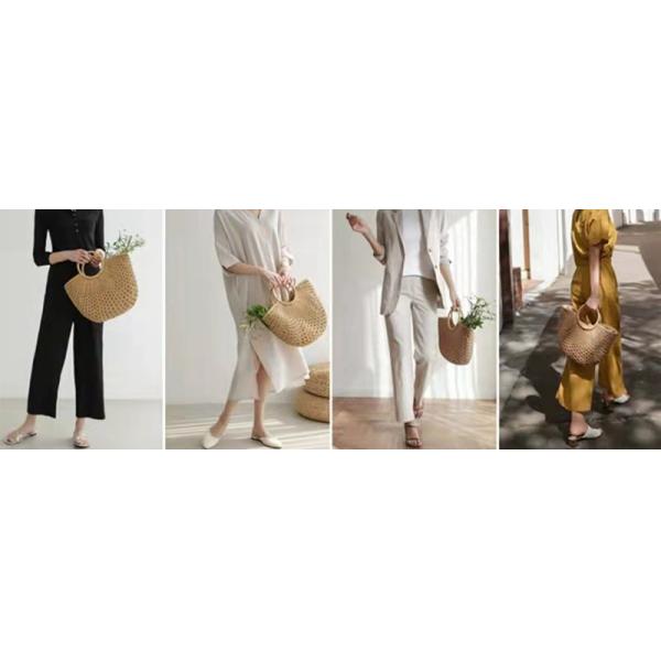 Natural Hemp Crochet Beach Tote Bag , woven rattan handbag With Cloth Inner