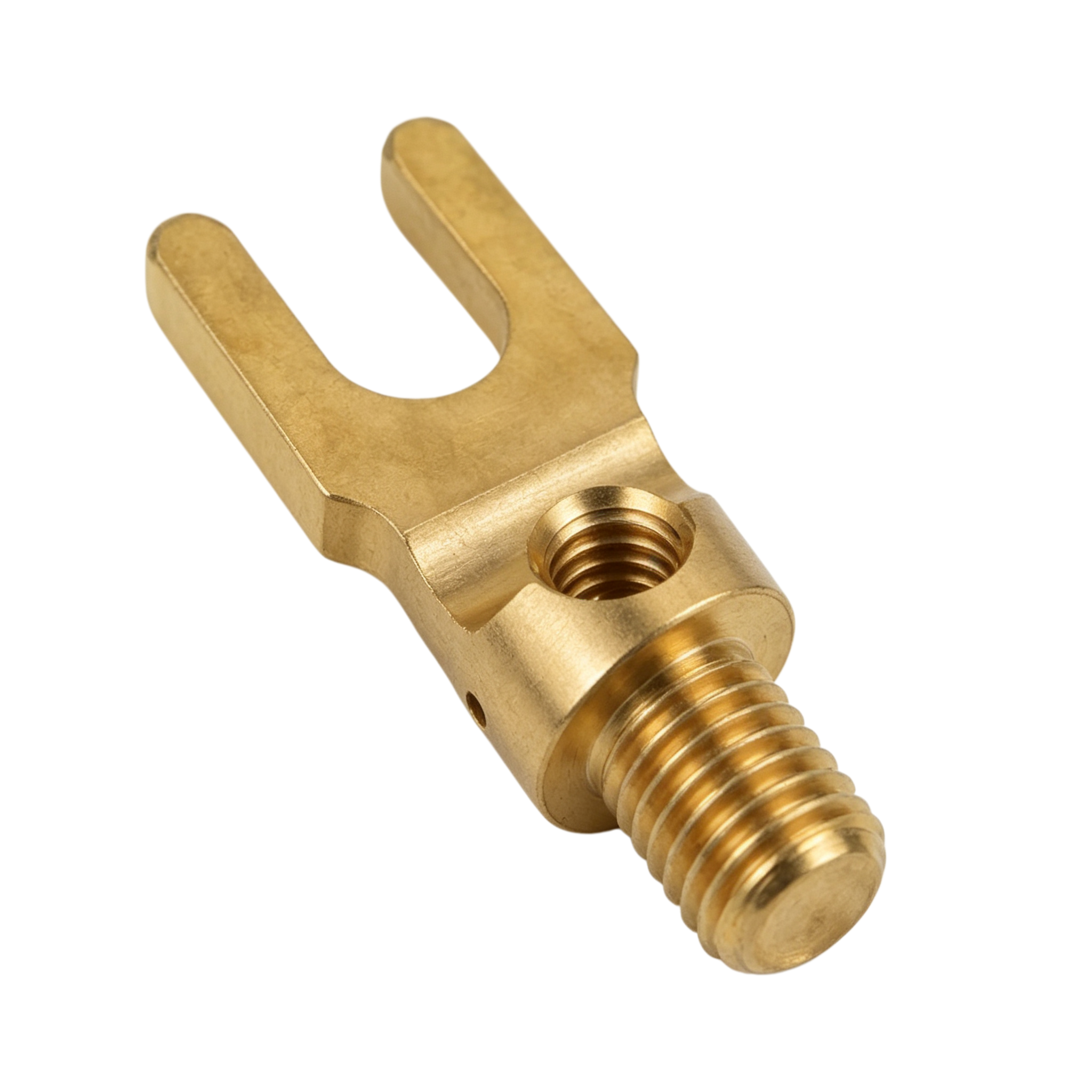 Precision CNC Machined Brass Fork Spade Terminal Adapter with High Conductivity and Corrosion Resistance