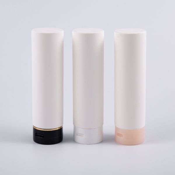 White Soft Touch Round Inverted 180ml PE Hair Conditioner Cleansing Bottle With Flip Top Cap