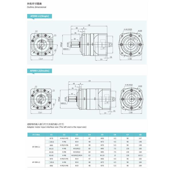 Motor de correspondência de liga de alumínio para engrenagem helicoidal de redução planetária da série AF