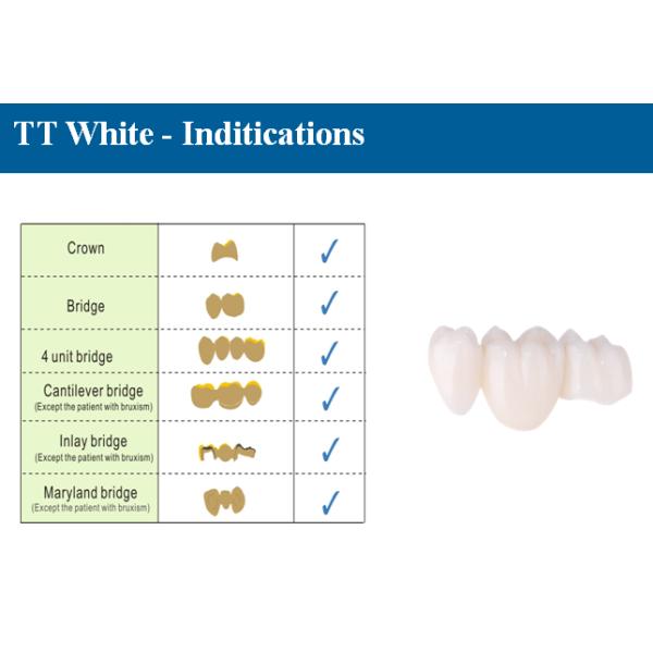 CE Zirconia Based CeramicsTT White 49% Translucent  for Aesthetic Zirconium Veneers Treatments