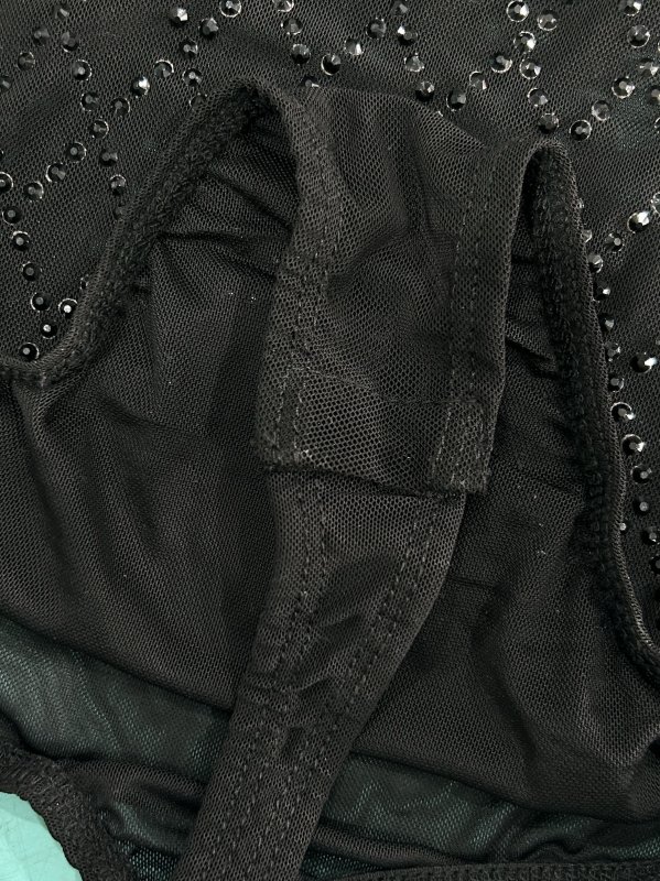 Women's Black Rhinestone-Embellished Long-Sleeve Bodysuit
