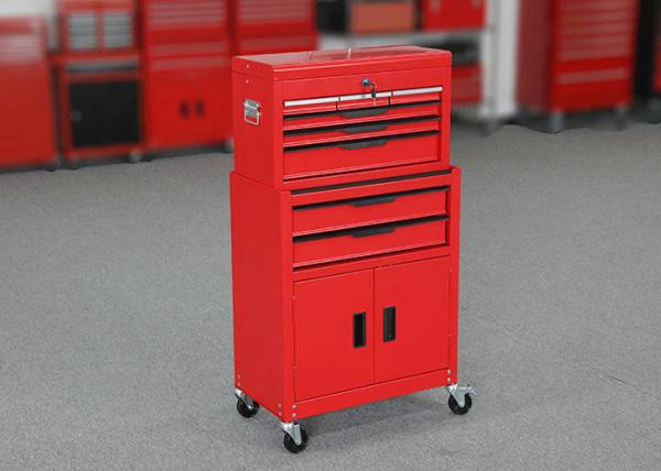 ISO9001 24 Inch Red Color Garage Metal Tool Cabinet + Tool Chest Combo