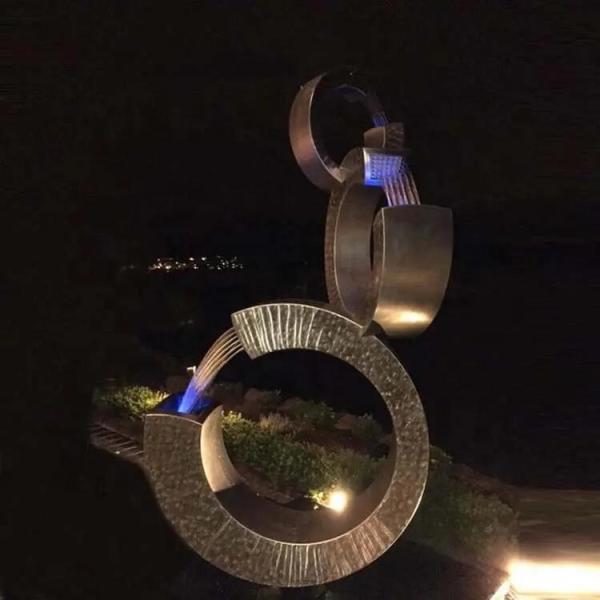 Stainless Steel Abstract Art Fountain Sculpture Metal Garden Sculptures Statues Anti Corrosion