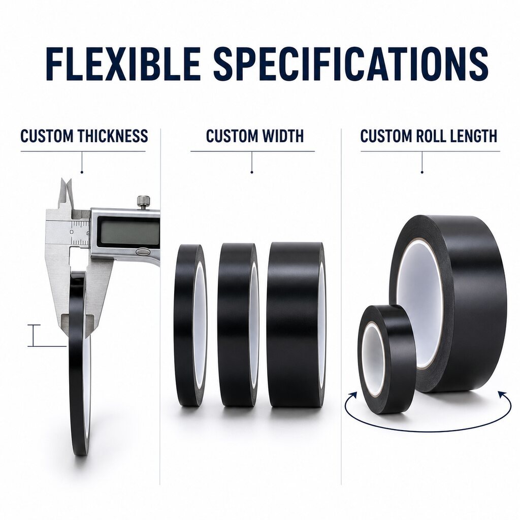 Black Polyimide Tape (Black PI Tape / Black Insulation Tape) – Silicone or Acrylic Adhesive for Electrical Insulation, with Light-Blocking Versions for Cameras and Displays