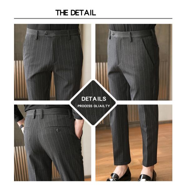 Осенние формальные брюки для мужчин толстые полосы и дизайн средней талии Плюс размер брюки