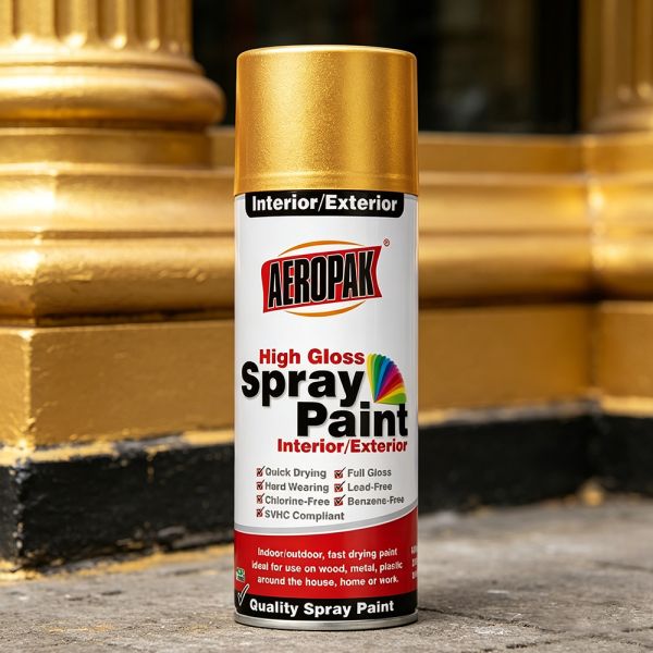 Aeropak 400ml Acrylic High Gloss Metallic for Wholesale Custom Color OEM Gold Spray Paint Liquid Coating Automotive Home