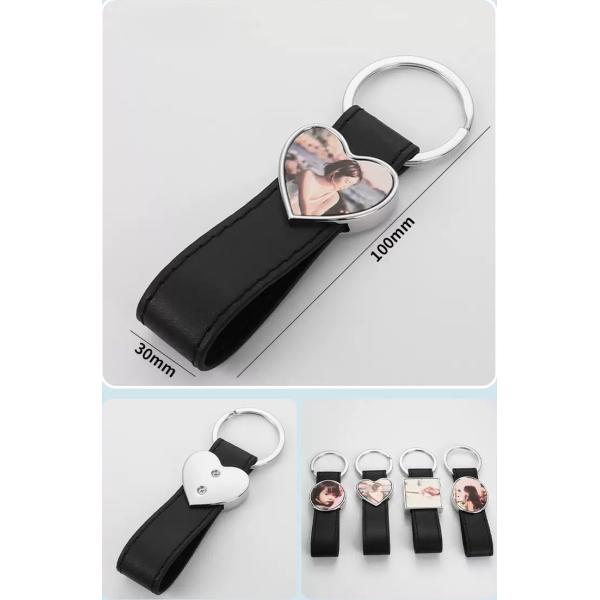 Custom Leather Strap Sublimation Key Chain DIY Printing Photo Metal Keychain Gift