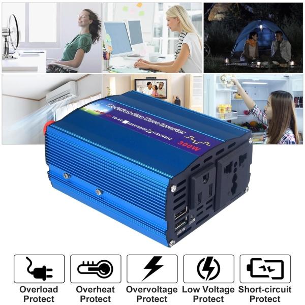 Off Grid Solar 300W Vehicle Power Inverters 12V To 220V Modified Sine Wave Car Inverter