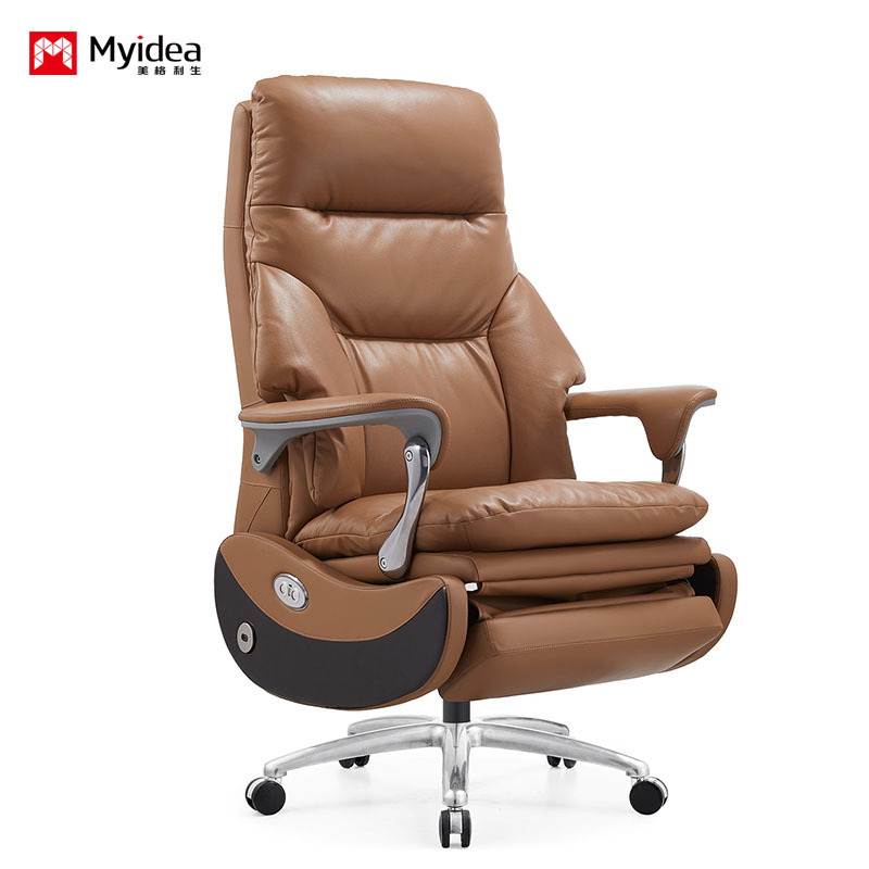 Luxury Electric Massage Leather Chair – Crafted with Premium Leather and High-Density Foam for Lasting Comfort, Built-In Massage System, and Sleek Aluminum Alloy Armrests for a Modern Executive Look