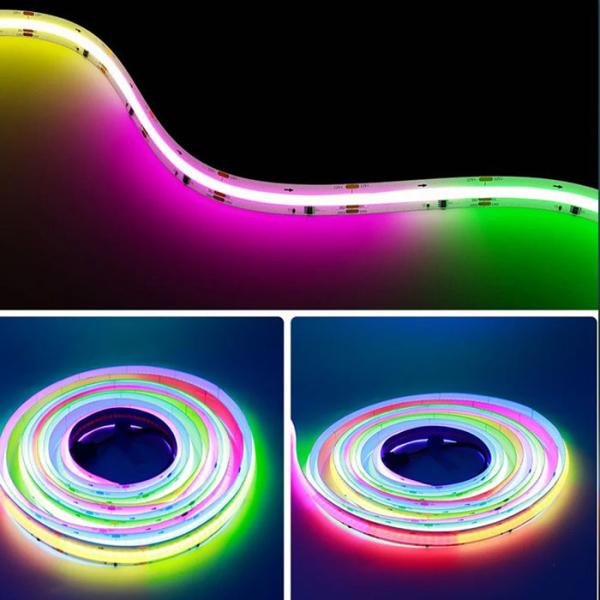 IP20 RGB IC COB LED Light Strip 2.5MM Cuttable 3-10MM 1000lm/M 12W/M 5-24V