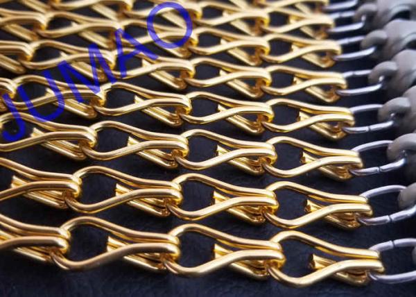 10mm × 24mm Metal Chain Link Curtains Golden String For Wall Coverings