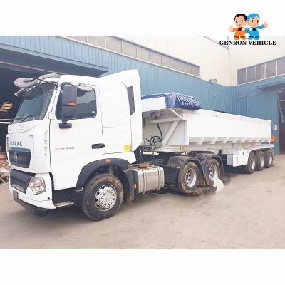 3 exportação lateral dos eixos 60T Tipper Semitrailer With Automatic Cord a Tanzânia, a Zâmbia, a Gana, etc.