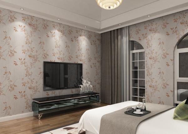 Washable Vinyl Rustic Floral Wallpaper with Botanical Pattern for Living Room