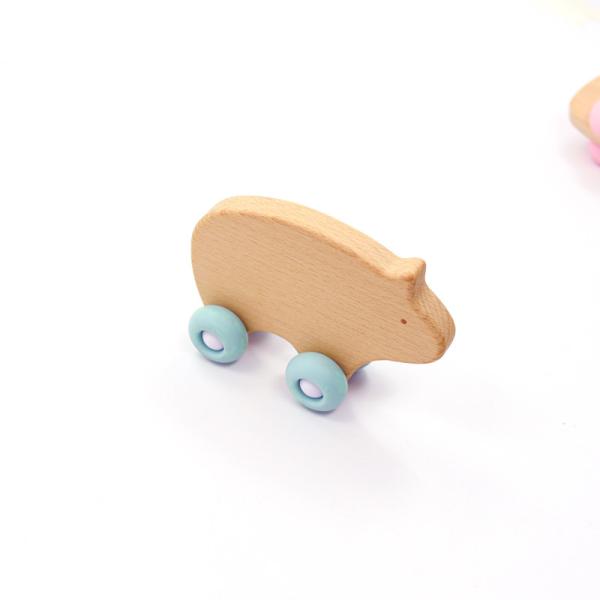 Heat Resistant Odorless PVC Free Wooden Silicone Teether Easily Claned