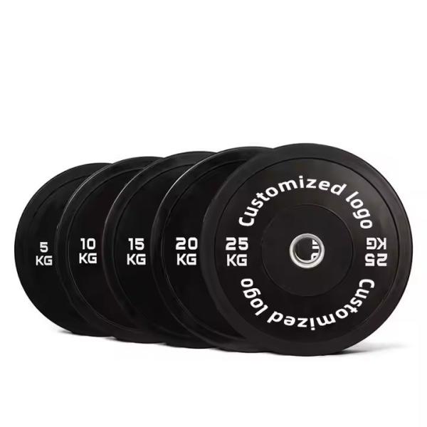 Black 45 Lb Weight Plates 51mm Weight Lifting Bumper Plates Customized