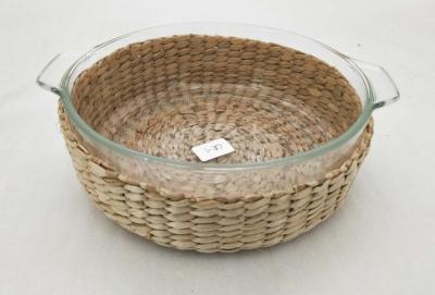 Best selling Seagrass bottle carrier Wicker detox bottle holder Seagrass glass cup holders