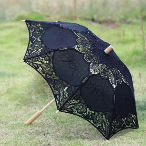 Wedding Decoration Battenburg Lace Umbrella with Customized Logo and Fiberglass Frame