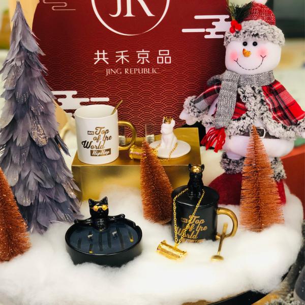 Hippop Dog And Cat Customized 3D Ceramic Candle Holder For Decoration Gift