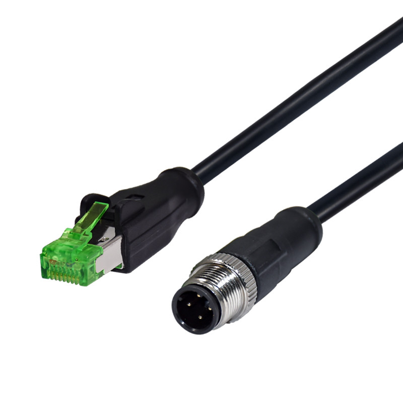 Водоустойчивое Cirtular D-закодированное M12 к RJ45 гибкому проводу кабеля ethernet RJ45 с соединителем M12