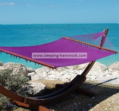 Purple Micro Weave Caribbean Style Hammock With Marine Varnished Luxury Lauan Hardwood Bar