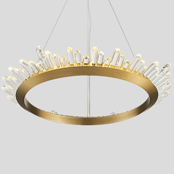 Led Painting Black/Gold Postmodern Luxury Crystal Pendant Light